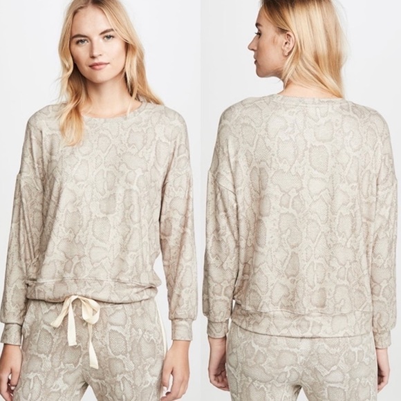 NWT Sundry Snaeskin Print Drapey Pullover Sweatshirt Sweater Neutral - Picture 1 of 7